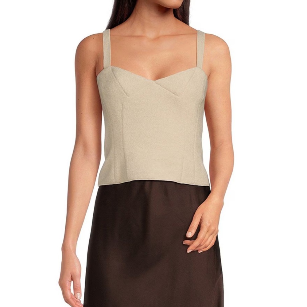 NWT Gianni Bini Lilly Sisto Tan Wool Blend Sleeveless Tank Blouse